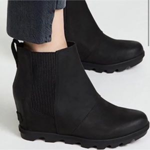 Sorel Joan Of Arc Chelsea Wedge 2 Women's Waterproof Leather Black Boots 7.5